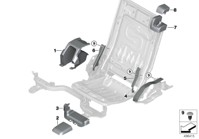 2020 BMW X5 Seat, Rear, Trims, 3rd Row Diagram