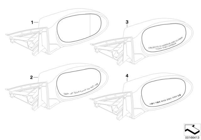 2009 BMW 328i xDrive Mirror Glass Diagram