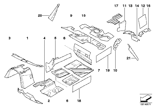 2004 BMW X3 Sound Deadener Diagram