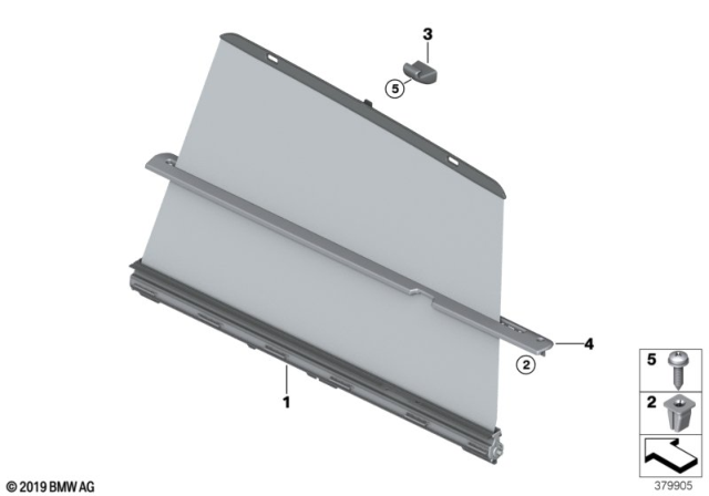 2015 BMW X5 Roller Sun Visor, Rear Door Diagram