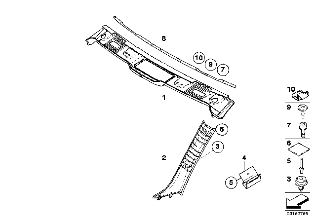 2007 BMW 328i Trim Panel / Interior Windscreen Panel Diagram