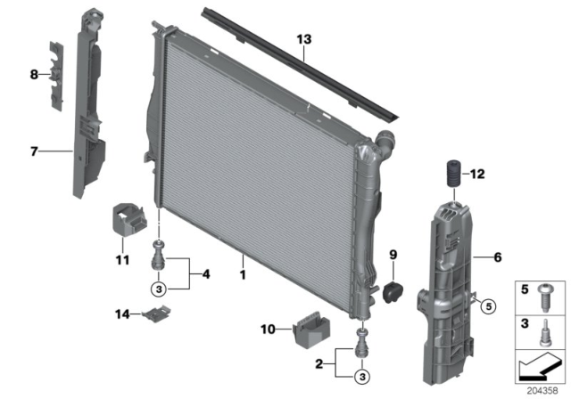 2011 BMW 328i Mounting Parts For Radiator Diagram