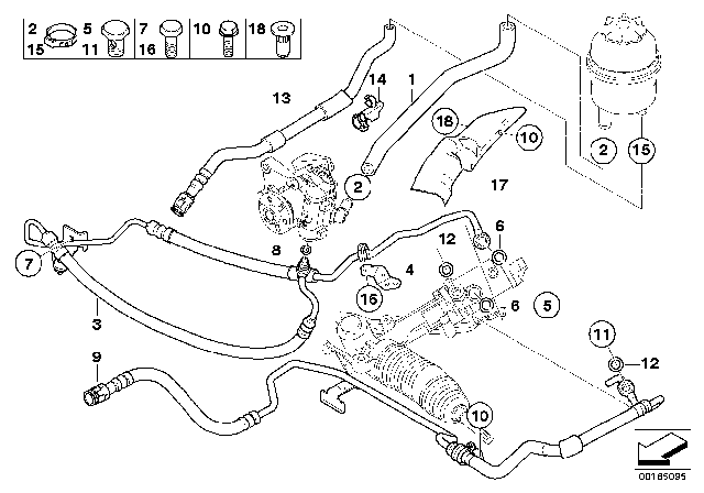 2007 BMW 525i Hydro Steering - Oil Pipes Diagram