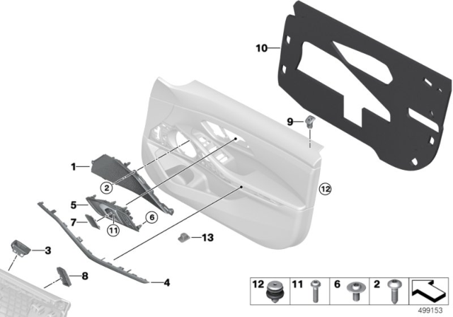 2020 BMW 330i xDrive Mounting Parts, Door Trim Panel Diagram 1