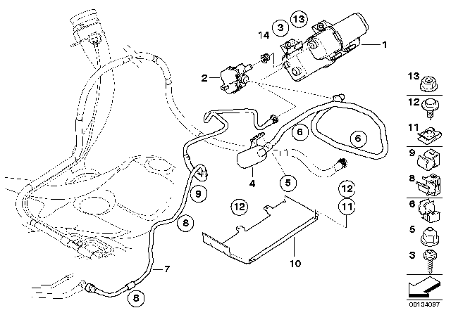 2010 BMW 650i Activated Charcoal Filter / Fuel Ventilate Diagram