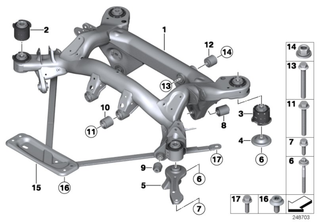 2011 BMW 1 Series M Rubber Mounting Rear Diagram for 33312283384