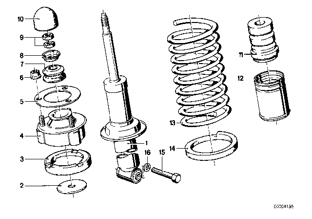 1989 BMW 635CSi Single Components For Rear Spring Strut Diagram