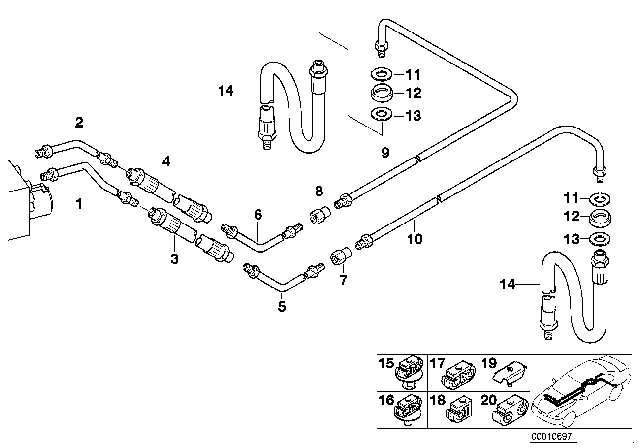 2002 BMW M5 Rear Brake Pipe ASC/DSC Diagram