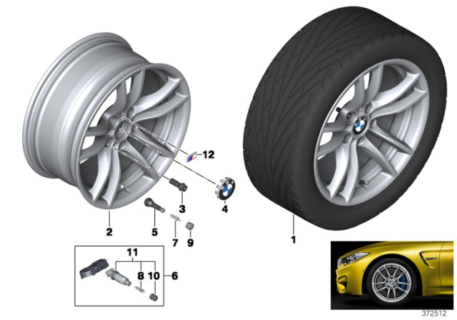 2019 BMW M4 BMW LA Wheel, V-Spoke Diagram 1
