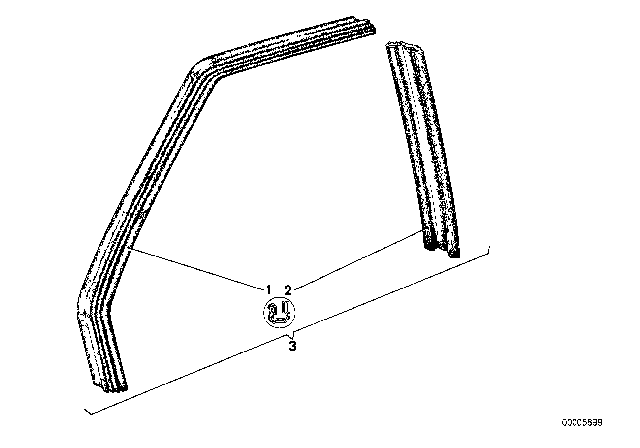 1979 BMW 528i Window Guide Diagram 3