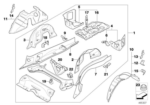 2011 BMW 328i Floor Parts Rear Exterior Diagram