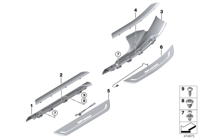 2018 BMW 740e xDrive Cover Strip, Entrance, Inner Front Left Diagram for 51477407323