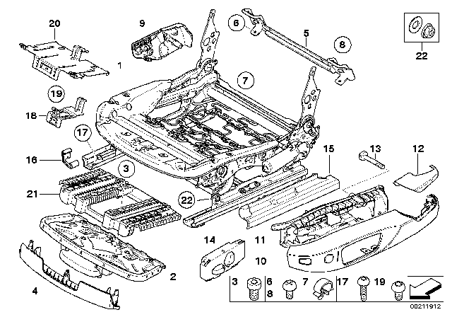 2009 BMW 128i Front Seat Rail Diagram 1