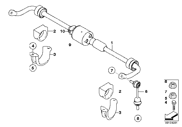 2004 BMW 545i Stabilizer Link Diagram for 33506781537