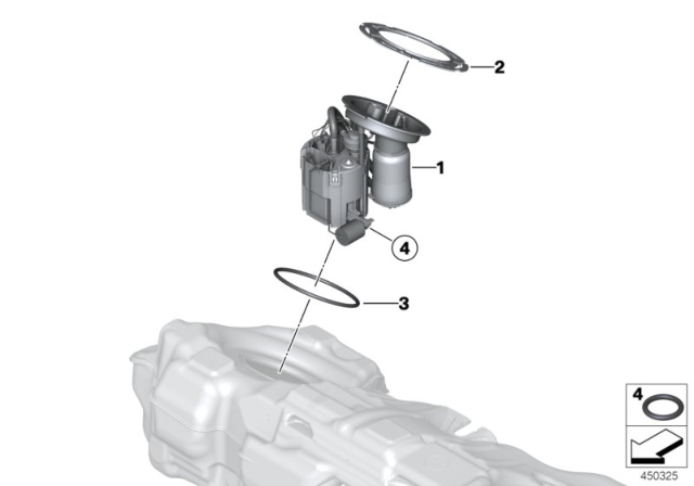 2012 BMW 328i Fuel Filter / Pump / Fuel Level Sensor Diagram