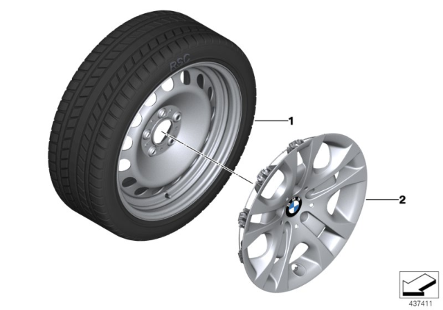 2015 BMW X1 Winter Wheel With Tire Steel Diagram