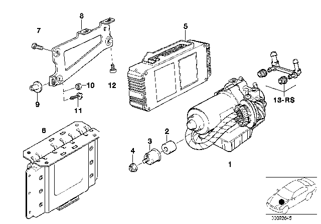 1995 BMW 318ti ABS Hydro Unit / Control Unit / Support Diagram