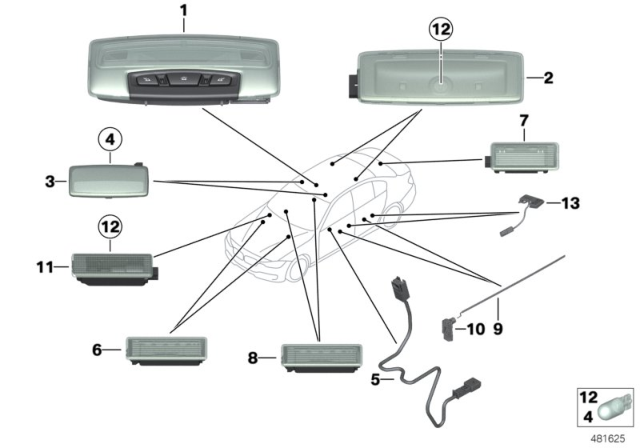 2018 BMW M4 Various Lamps Diagram