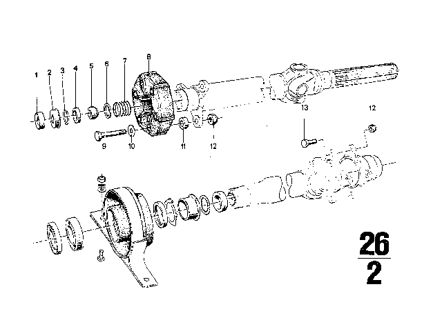 1973 BMW 3.0S Drive Shaft, Universal Joint / Centre Mounting Diagram 1