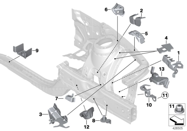 2016 BMW 320i Front Body Bracket Diagram 1