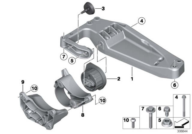 2017 BMW X3 Gearbox Bearing Block, Rear Diagram for 22316874818