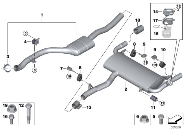 2020 BMW X3 Rear Exhaust Flap Muffler Diagram for 18308488033