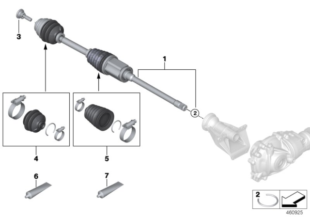 2020 BMW 540i xDrive OUTPUT SHAFT FRONT RIGHT Diagram for 31608664676