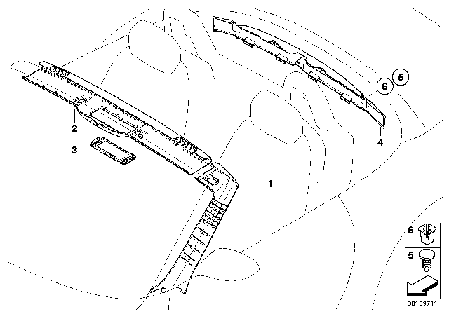 2007 BMW Z4 Trim Panel / Interior Windscreen Panel Diagram