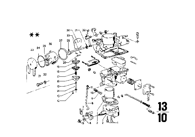 1972 BMW 2002 Carburetor Mounting Parts Diagram 7