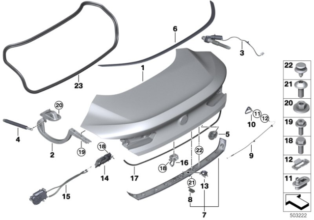 2020 BMW M850i xDrive Trunk Lid Diagram