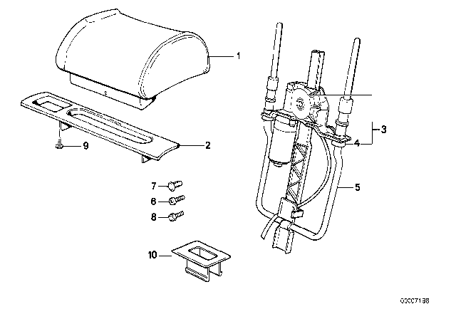 1994 BMW 740iL Electrical Headrest Rear Diagram 1