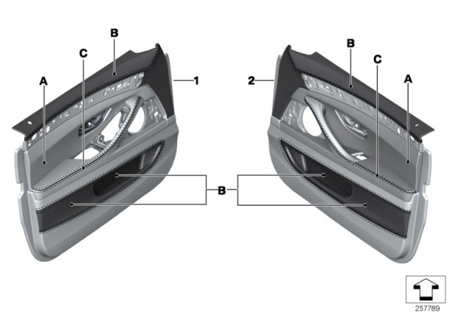 2015 BMW 535d Individual Door Trim Panel Diagram 2