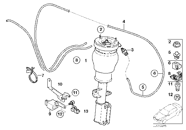 2003 BMW X5 Levelling Device / Air Spring Strut / Sensor Diagram