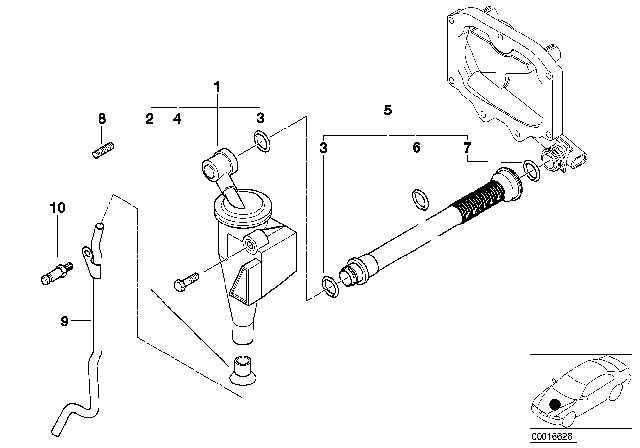 2001 BMW 540i Crankcase - Ventilation Diagram