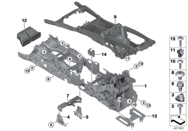 2016 BMW 535i GT Carrier, Centre Console Diagram