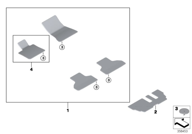 2015 BMW X5 Floor Mats Velours Diagram