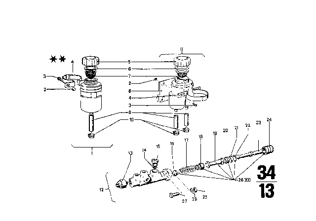 1970 BMW 2002 Brake Master Cylinder Diagram 1