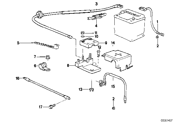 1991 BMW 318is Covering For Battery Cable Diagram for 12421374957
