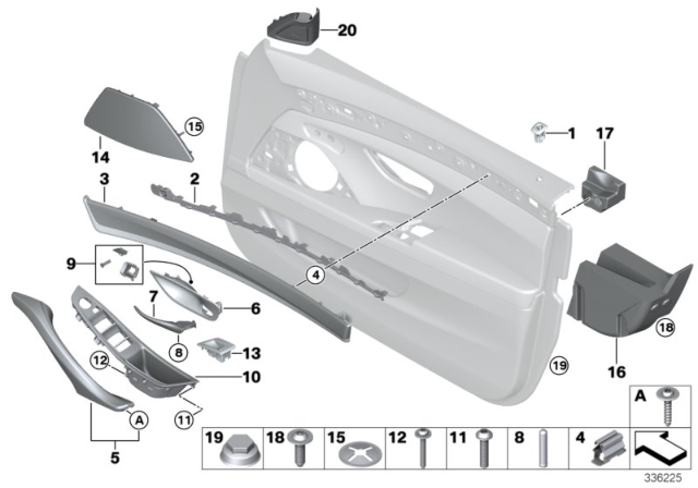 2015 BMW 535i xDrive Mounting Parts, Door Trim Panel Diagram 1