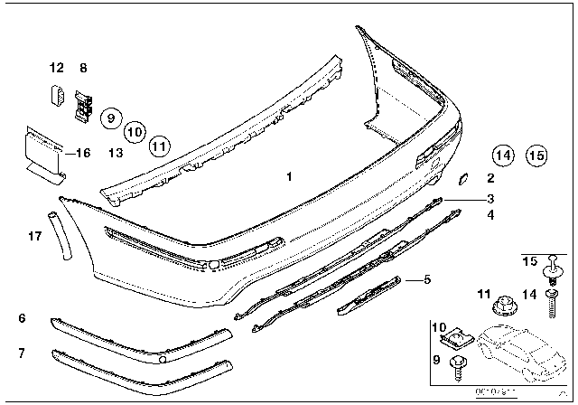 2000 BMW 540i M Trim Panel, Rear Diagram