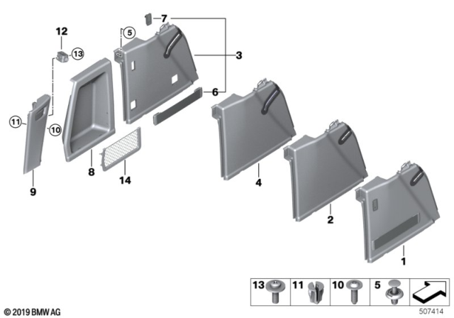 2020 BMW X3 Trunk Trim, Left Diagram for 51477452457