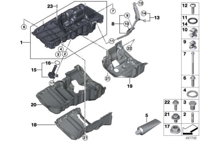 2015 BMW 535d Oil Pan / Oil Level Indicator Diagram