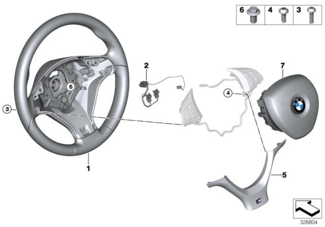 2010 BMW X5 M Sports Steering Wheel, Airbag Diagram
