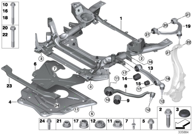 2015 BMW X6 M Front Axle Support, Wishbone / Tension Strut Diagram