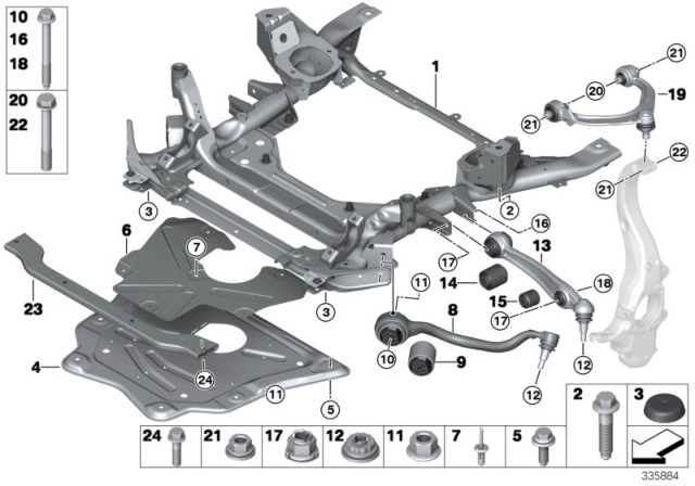 2019 BMW X6 M Left Tension Strut With Rubber Mounting Diagram for 31127850159