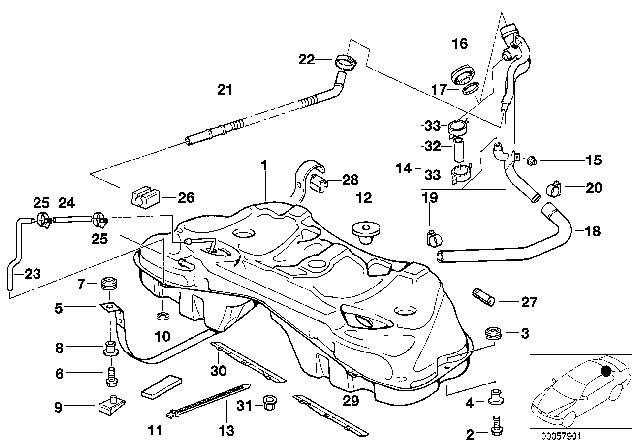 1995 BMW 740i Metal Fuel Tank Diagram for 16111182044