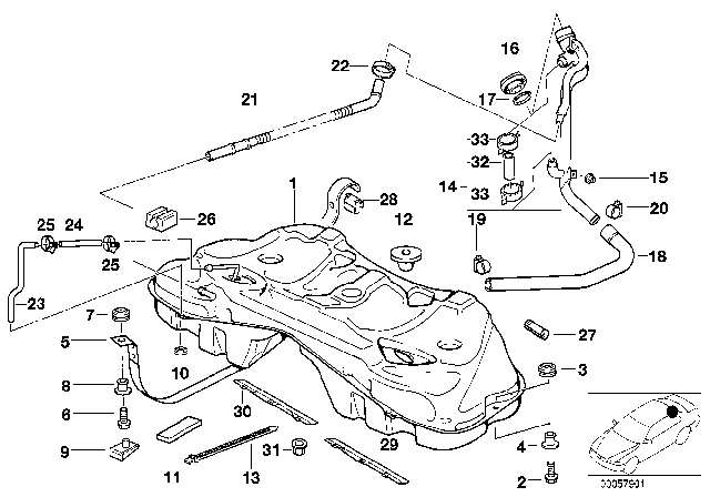 1995 BMW 740i Hose Diagram for 16111182200