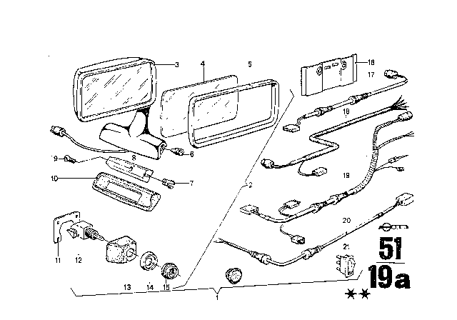 1974 BMW Bavaria Cable Diagram for 61121360801