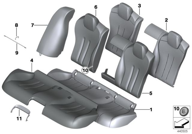 2014 BMW M6 Seat, Rear, Cushion & Cover Diagram