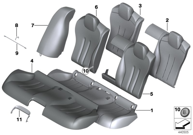 2017 BMW M6 Cover Backrest, Leather, Right Diagram for 52208055472